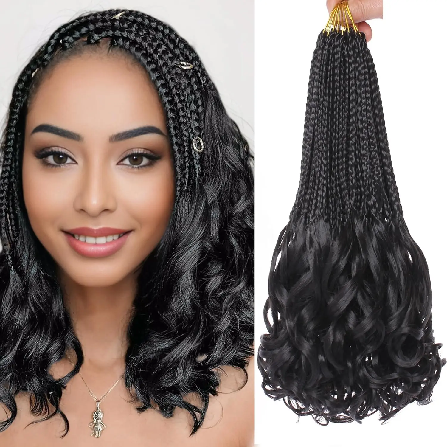 Curly Crochet Hair for Women Goddess Box Braids Crochet Hair Pre Looped French Curl Braiding Hair Crochet Braids Synthetic Hair