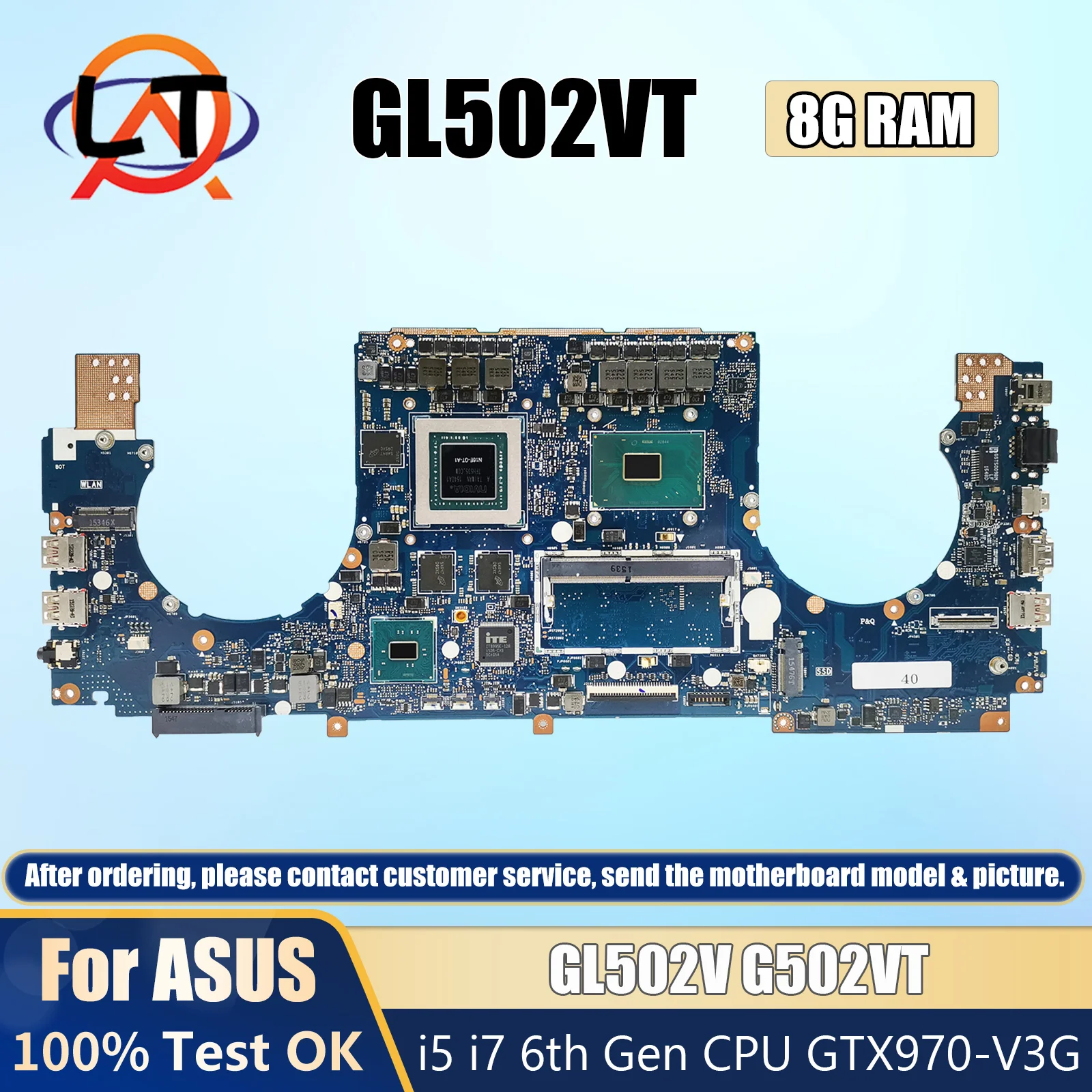 AKEMY GL502VT 메인 보드 ASUS S5VT GL502V G502VT 노트북 마더 보드 i5 i7 6 세대 CPU GTX970-V3G 8G RAM