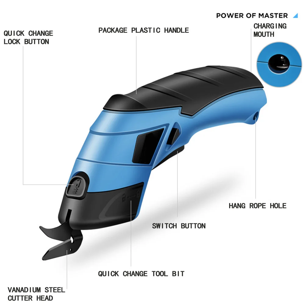 Elektrische Schaar Doek Snijmachine Lithium Opladen Lederen Naaien Tailor Schaar Wolfraam Staal Blade Draagbare Hand Tool