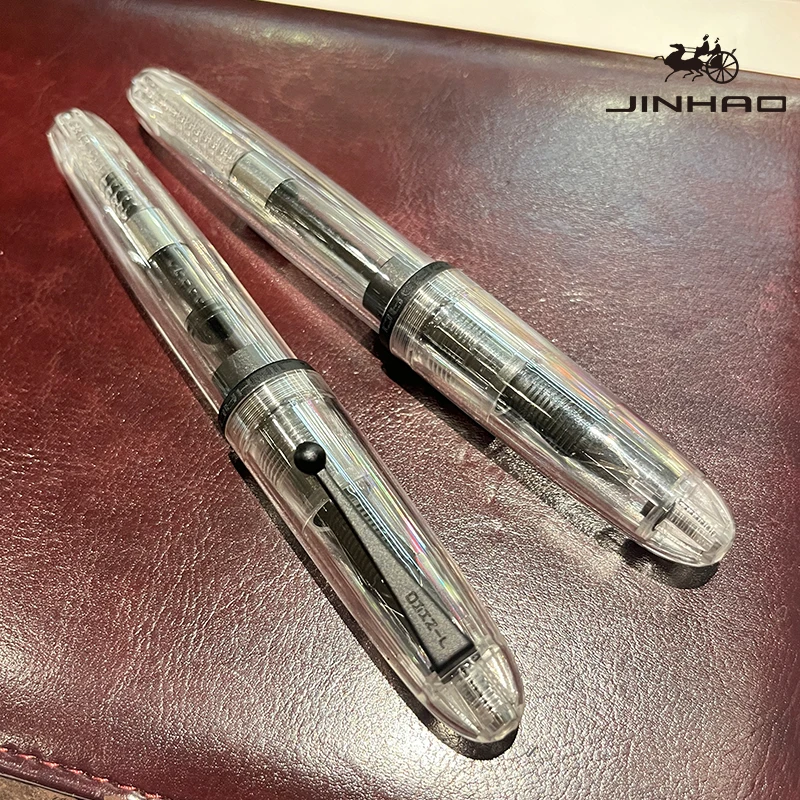 Jinhao 9019 Füllfederhalter Dadao Serie Transparent mit Schwarzem Rand Feine Spitze Großer Konverter Glattes Schreibgerät – Detail 12