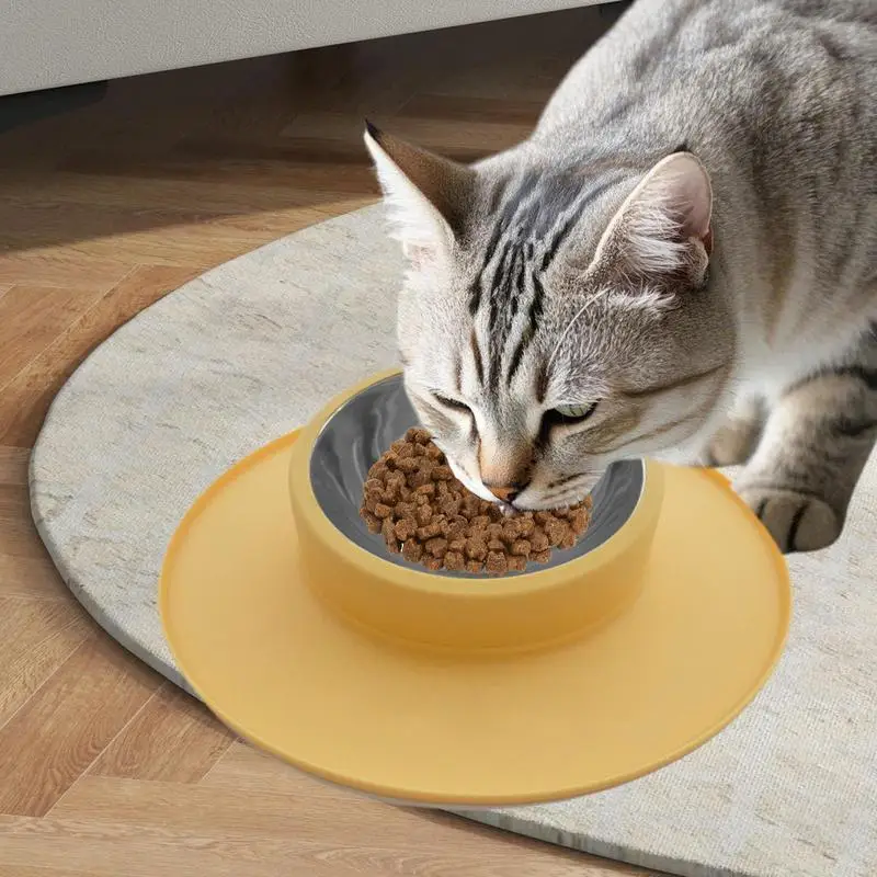 No Tip Pet Water Bowl Kitten Water Bowl Silicone Stainless Steel Non-Skid Pet Dog Water And Food Bowl For Pets Puppy