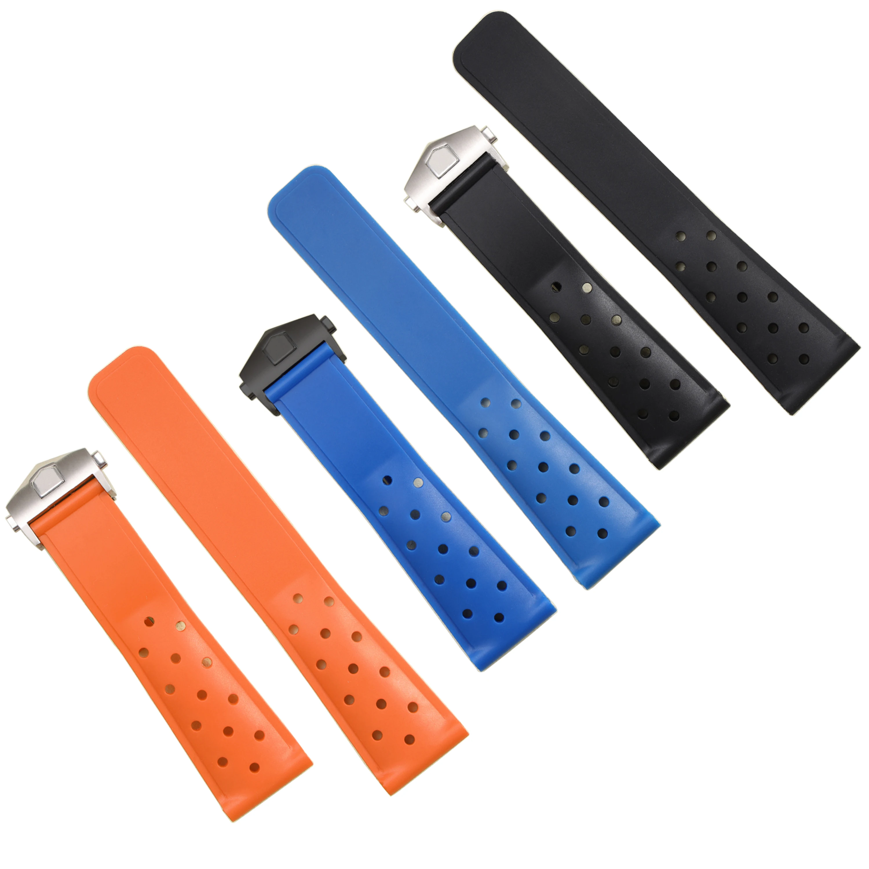 

New 22mm Soft Rubber Watchband Compatible With Tag Heuer Watch Strap Waterproof Silicone Wrist Bracelet Belt deployment clasp