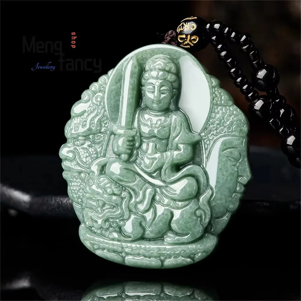 

Genuine Natural A-goods Jadeite Manjushri Bodhisattva Zodiac Rabbit Guardian Deity Jade Pendant Exquisite Fashion Luxury Jewelry