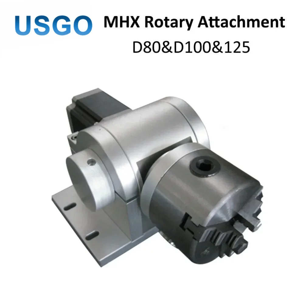USGO Laser Rotary Axis Attachment with 3-Jaw Chuck 80mm 100mm 125mm for Fiber CO2 Laser Marking Engraving Machine