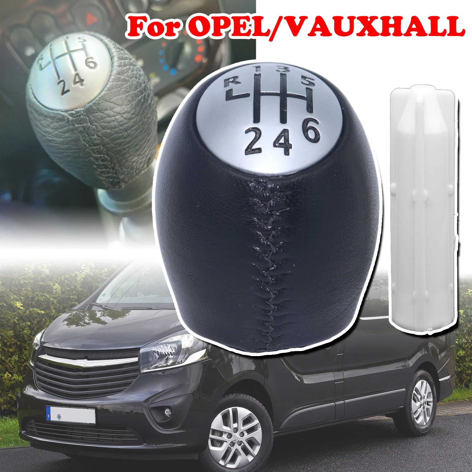 

6 Speed Gear Shift Knob Leather Pen Handleball Interior Accessories 328650005R For OPEL/VAUXHALL VIVARO 2001 - 2014 MOVANO 2010