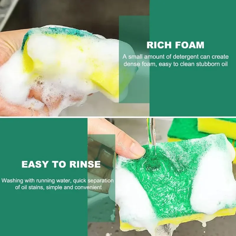 80/1pcs Magic Double-sided Cleaning Sponge Highly Absorbent Kitchen Dishwashing Pot Rust Stain Sponges Brushes Tools Wholesale