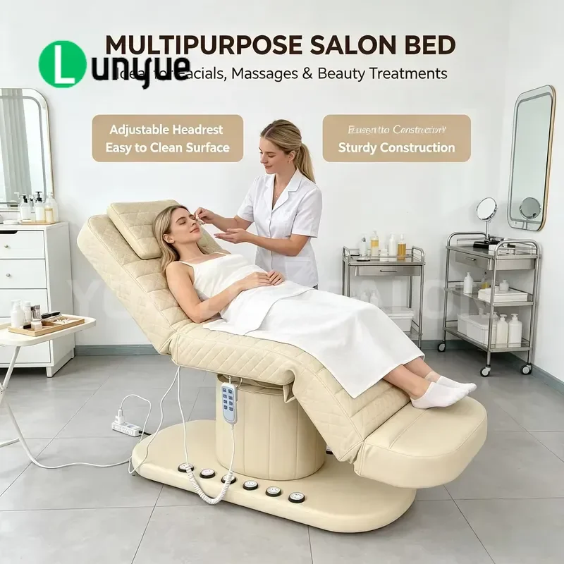 Electric Facial Beauty Bed Adjustable Tilt Massage Table 360 Degree Rotation for Spa Clinic Professional Skincare