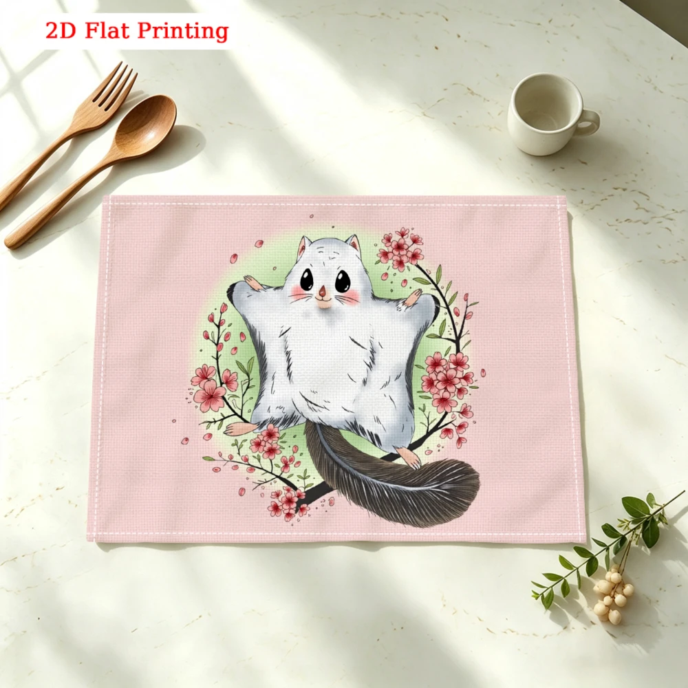 Cute Flying Squirrel Kitchen Placemat Cute Flying Squirrel Linen Pad Dish Coffee Cup Table Mat 1PC 30x40cm
