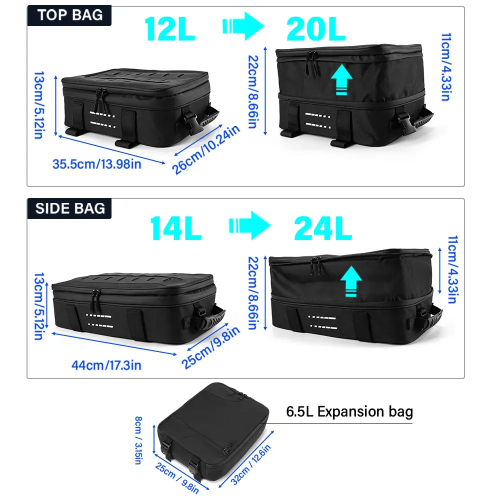 For BMW R1250GS R1200GS F850GS F800GS F750GS K1600 R1250RT S1000XR 6PCS Top Case Side Pannier Bags Detachable Upper Bags