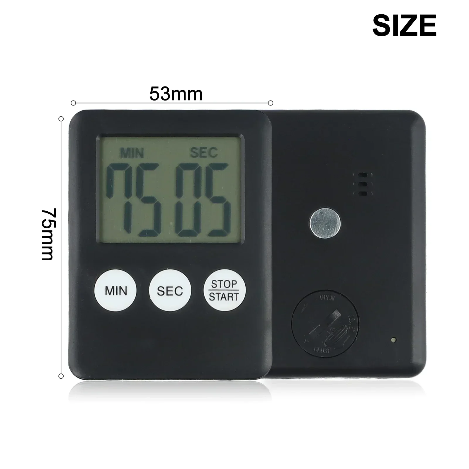 Stopwatch Digital Timer 1 Set 1.5V Battery 6.0 X 7.0 X 1.0 Cm Easy-to-read Scale End Time LCD Display Practical