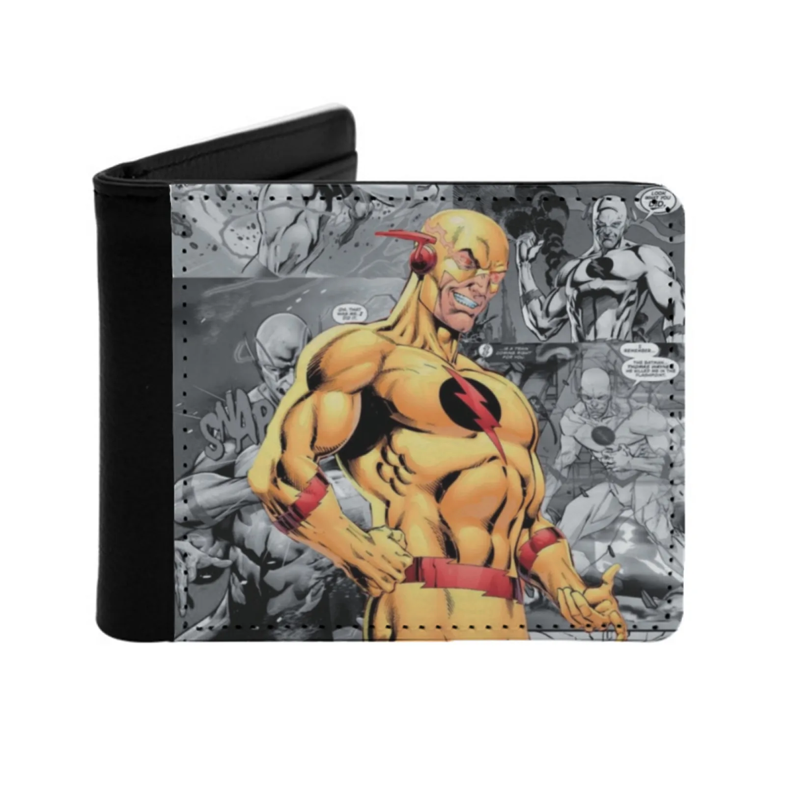 

Мужской кожаный кошелек с обратной вспышкой, держатели для кредитных карт/Id, вставки для денег, мужские короткие кошельки, комиксы X, мужские комиксы Darkseid