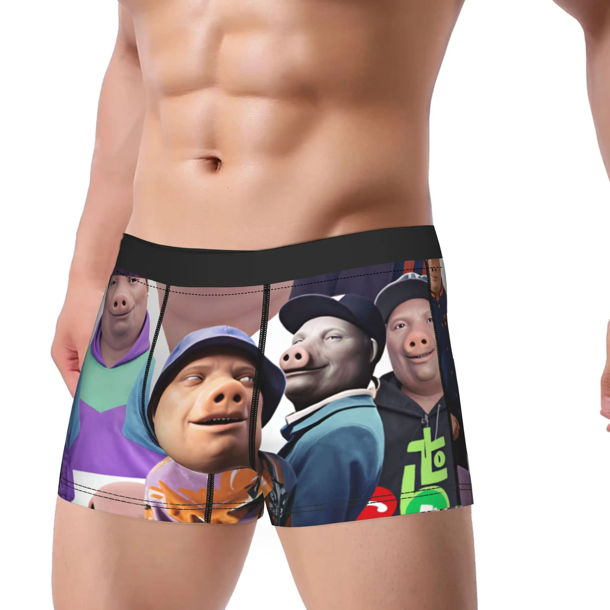 John Pork Funny Character Compilation Shorts Briefs  Underwear Trenky Man Funny Boxer Shorts Print Plus Size Underpants