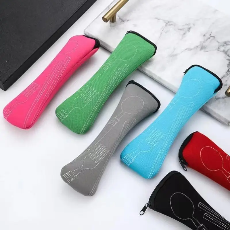 1PC Tableware Bag Portable Dinner Set Travel Picnic Fork Packaging Outdoor Camping Kitchen Home Storage Bags(only Bag)
