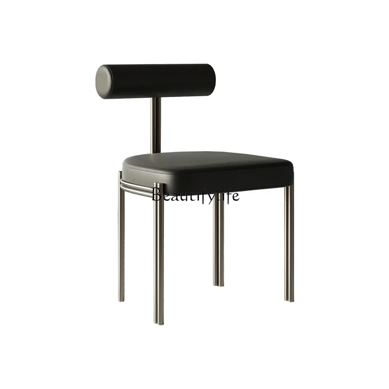 

3Modern light luxury microfiber leather back chair household dining table homestay hotel simple single chair