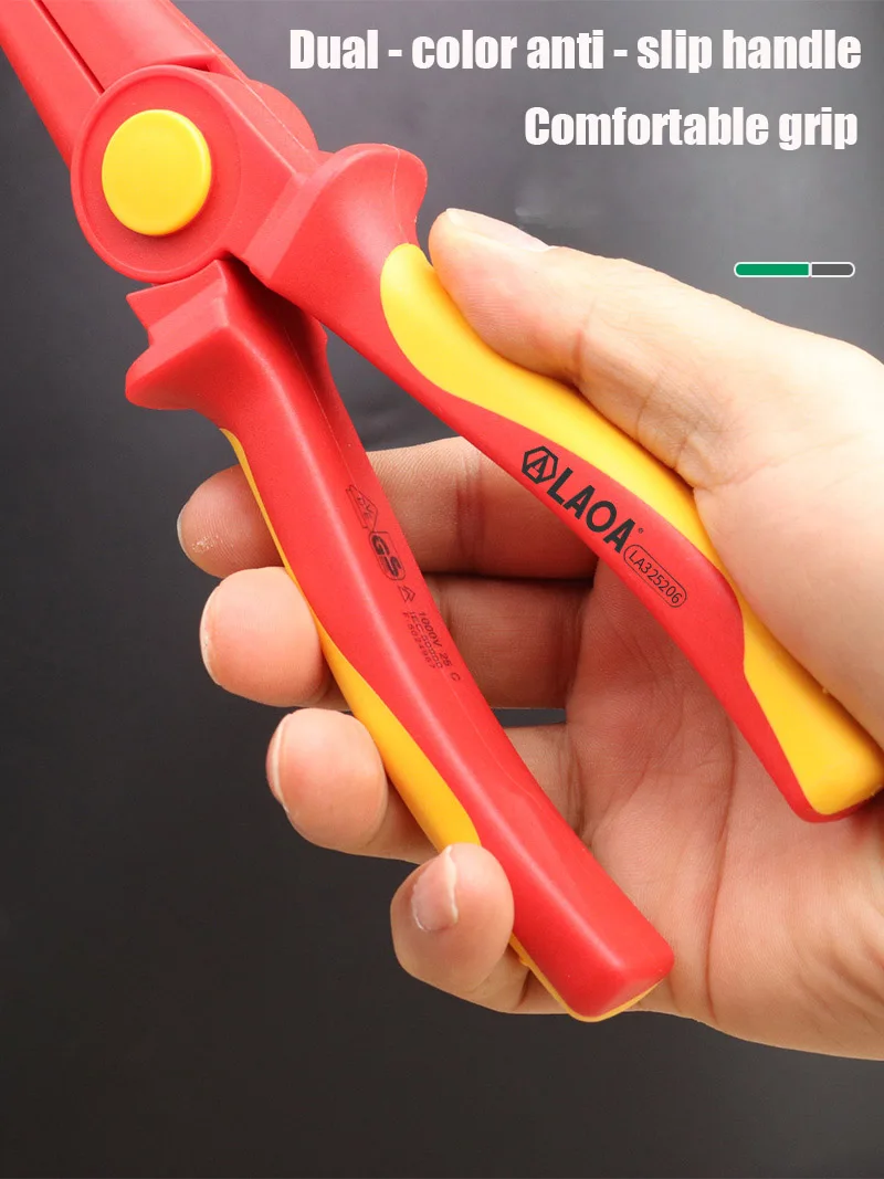 LAOA Vollkunststoffzange, professionelle Elektrikerzange, hält Hochspannung von 1000V stand, Spitzzange – Detail 12