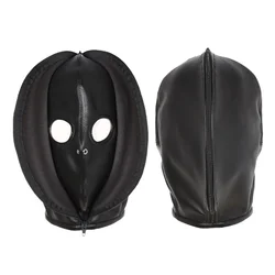 Copricapo da uomo Sexy con becco d'aquila maschere da festa in pelle Cosplay di Halloween maschera con cappuccio completamente coperto maschere rimovibili con benda accessori