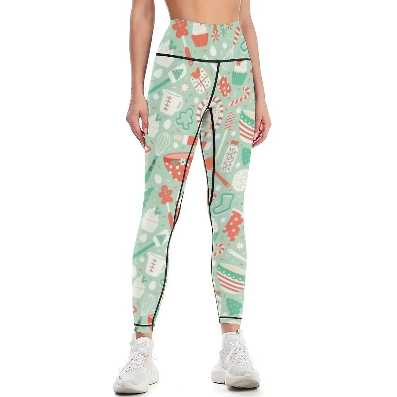 

Christmas Baking Leggings Women's tights Leginsy push up gym's sportswear Pants sport Womens Leggings