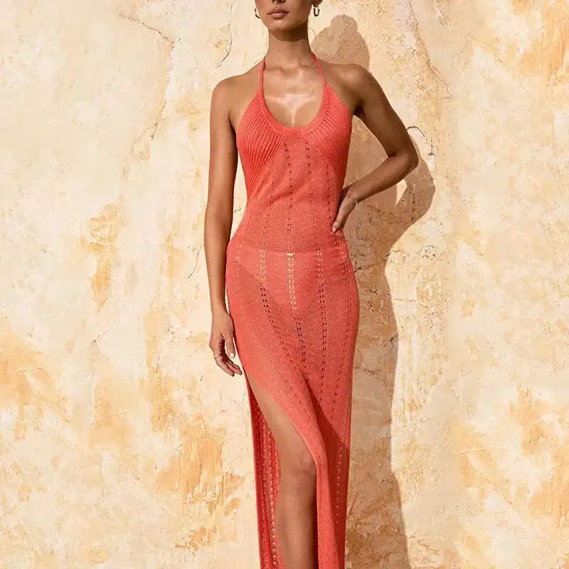 Jupe de plage tricotée pour femmes, couleur unie, Sexy, Cover-Up pour les maillots de bain, vêtements de Protection solaire, nouvelle collection été 2025