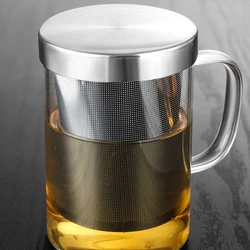 large capacity Tea separation cup Teacup Office with handle Stainless steel tea filter home creative drinking cup dustproof lid
