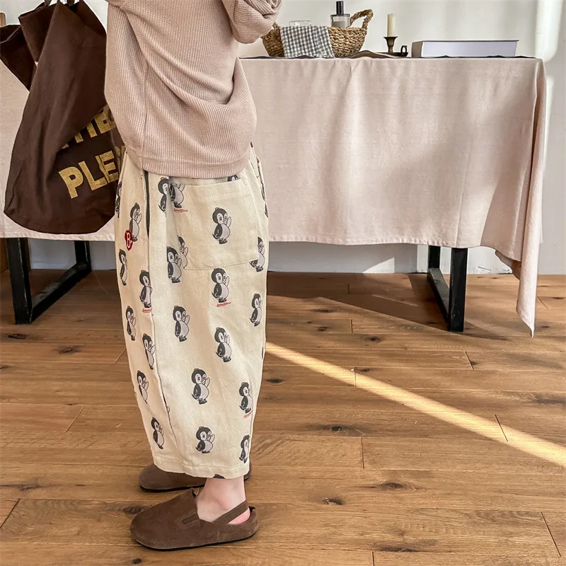 2024 Spring children cartoon penguin harem pants boys and girls loose all-match casual Trousers image 3