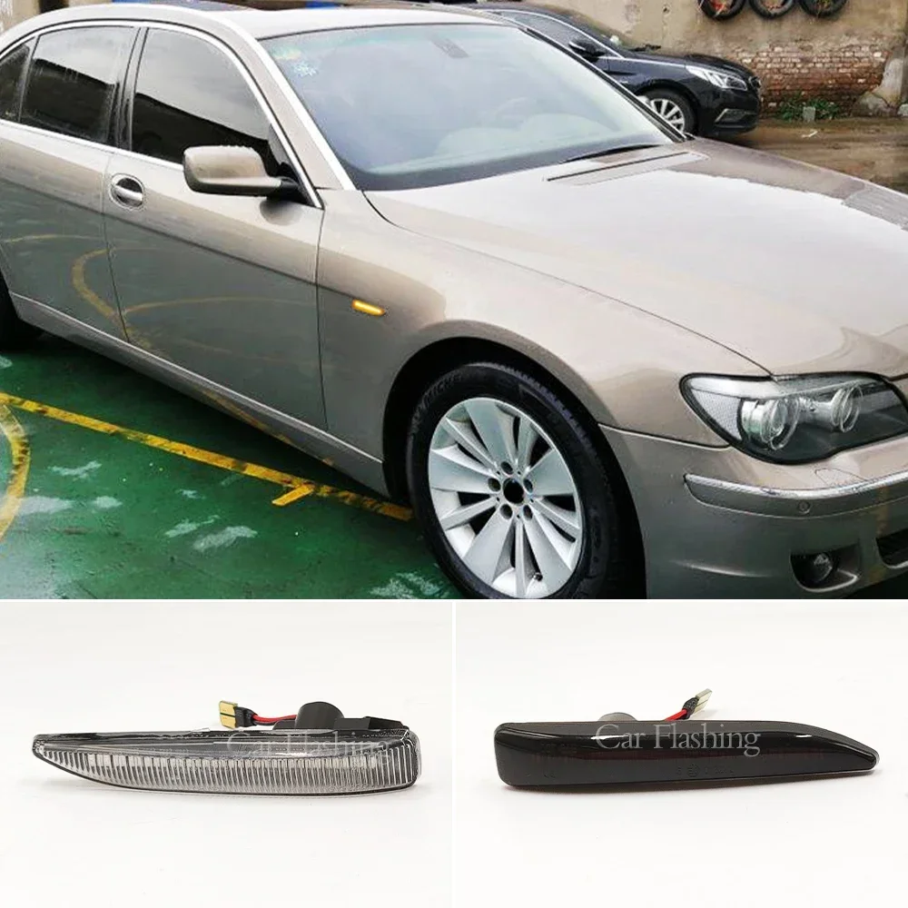 

Новинка! 1 пара для BMW 7 серии E65 E66 E67 E68 2001-2008 искусственные автомобильные боковые маркеры сигнал поворота фонарь динамический последовательный индикатор