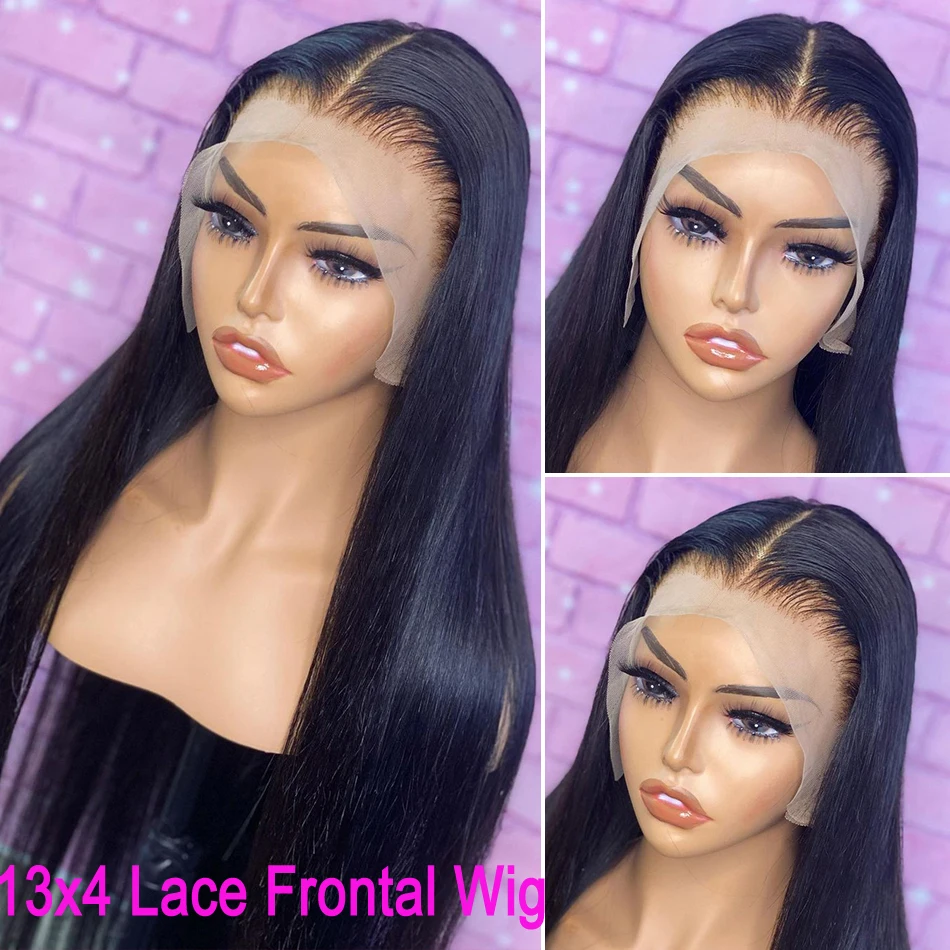 13x4 Transparent Lace Frontal Human Hair Wig Brazilian Natural Straight Human Hair 4x4 Lace Wig For Women Delivery 3 Days France