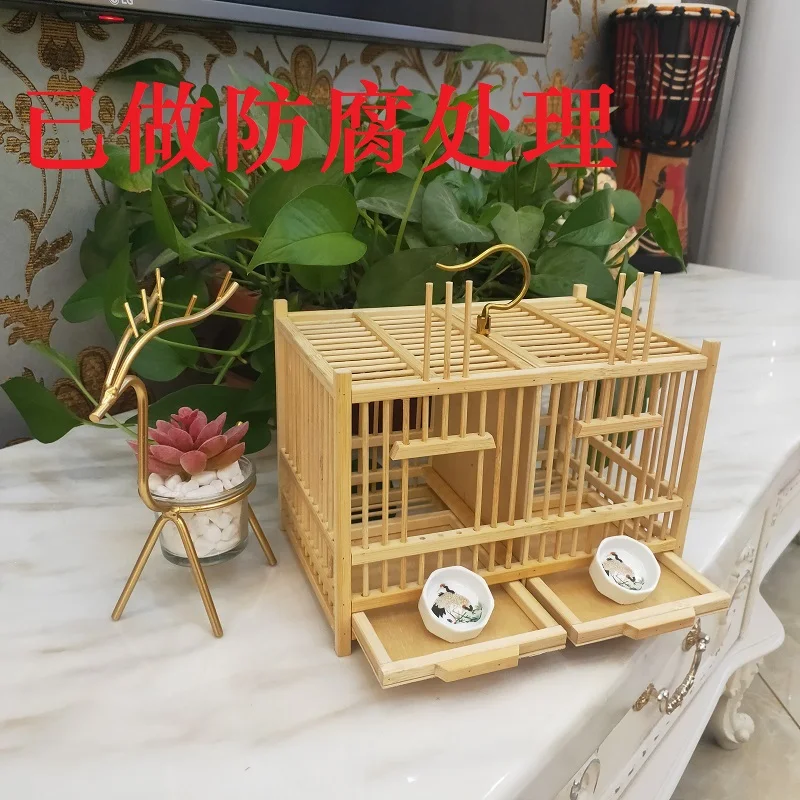 Grasshopper Cage Made by Hand,  Woven with Cricket Cage, Double Grid Bamboo Cage,  Chiming Insect Cage with Drawers