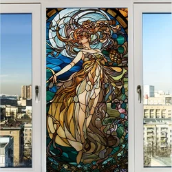 Figure Window Privacy Electrostatic Sticker Waterproof Glass Window Privacy Film Stained Glass Static Stickers Home Decoration