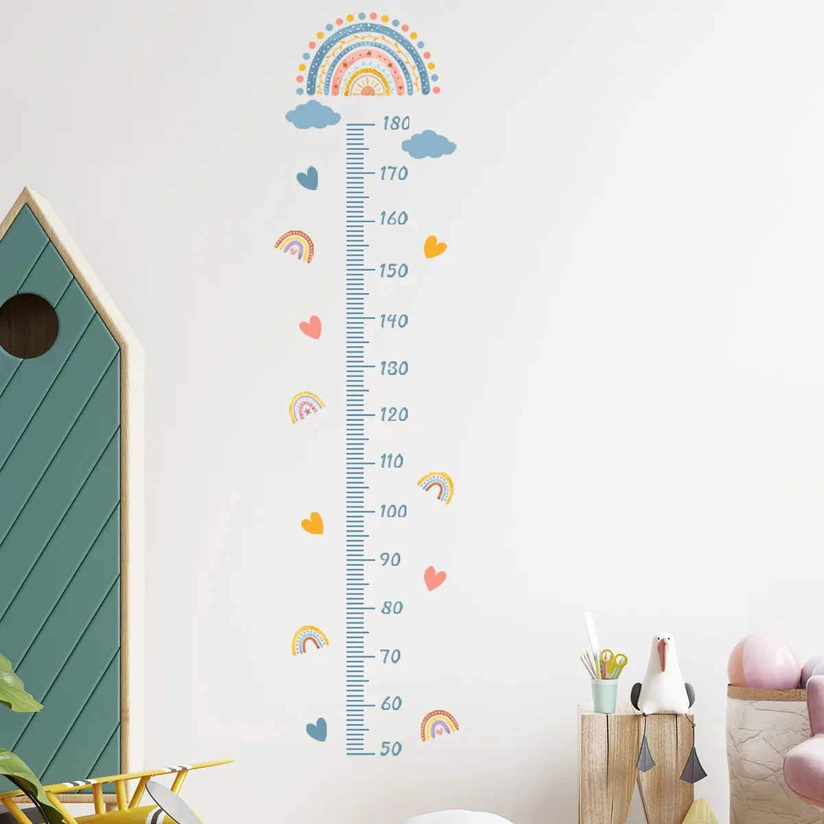 Rainbow Kids Growth Chart Wall Stickers Measure Height Record Ruler Baby Growth Chart Decals Bedroom Nursery Decoration Murals