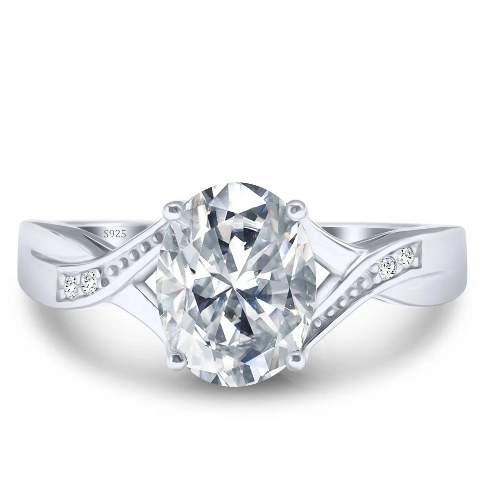 2CT Moissanit Feenartige Zierliche Anhänger für Damen S925 Reines Silber Verlobungsring Hochzeit Feiner Schmuck Farbenfrohe Ringe – Detail 7