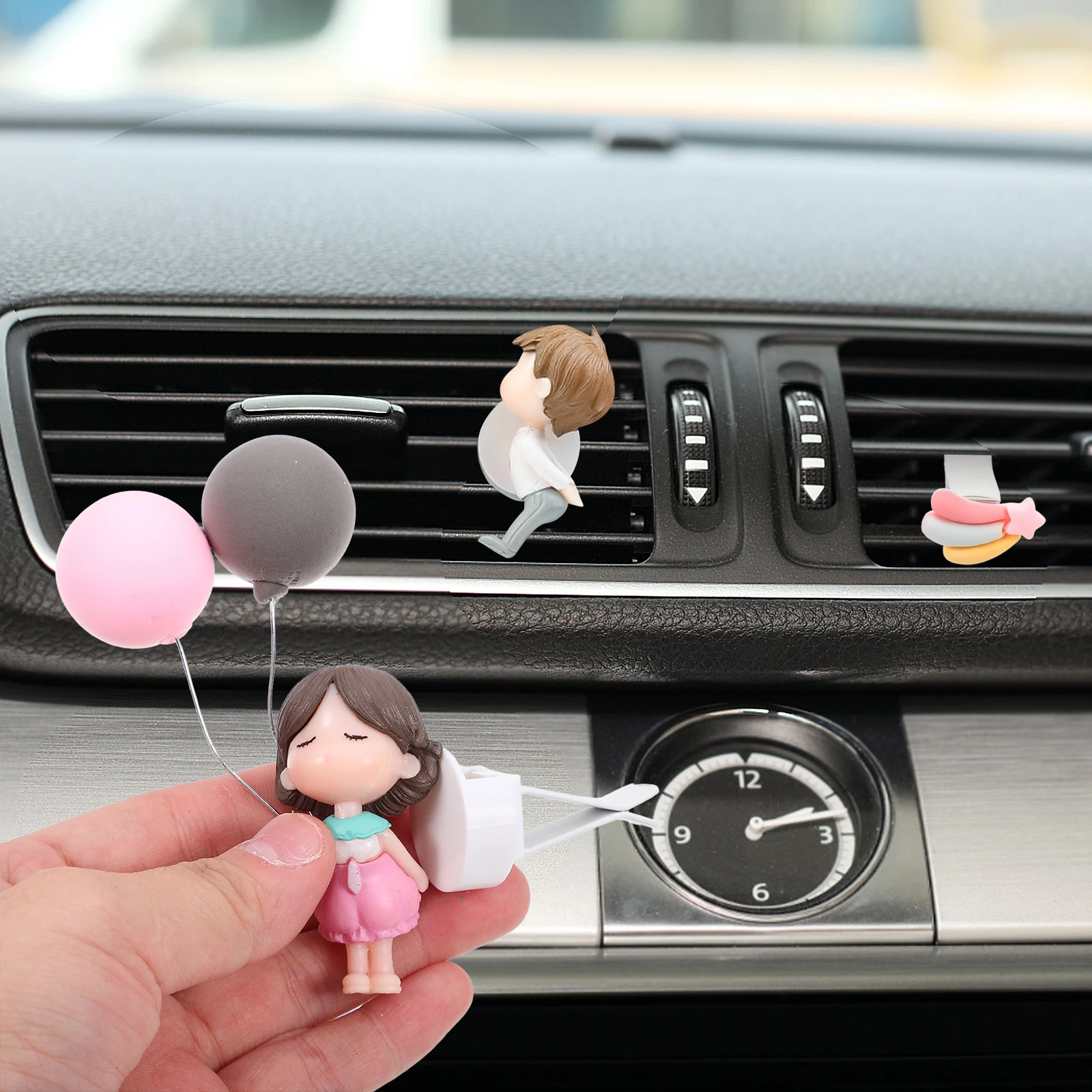 

5pcs Couple naments Car Vent Clips Balloon Air Dashboard Decorations Interior Lovers Cute Cartoon Aroma Accessories