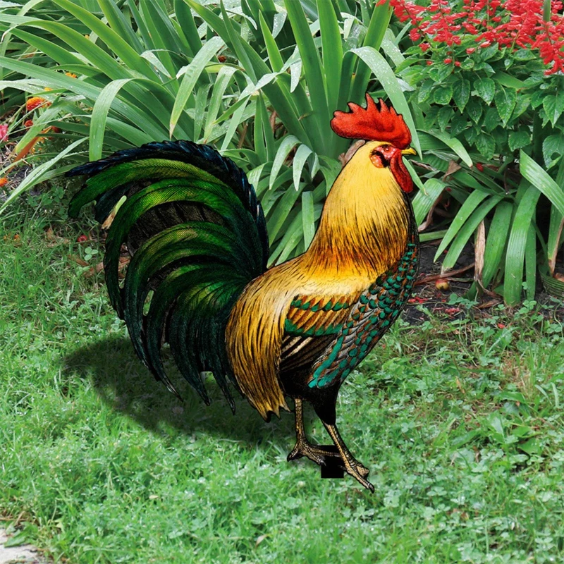 Escultura acrílica do frango para a decoração do quintal, à prova de intempéries estátua do galo, quintal, fazenda, pátio, gramado, ao ar livre,