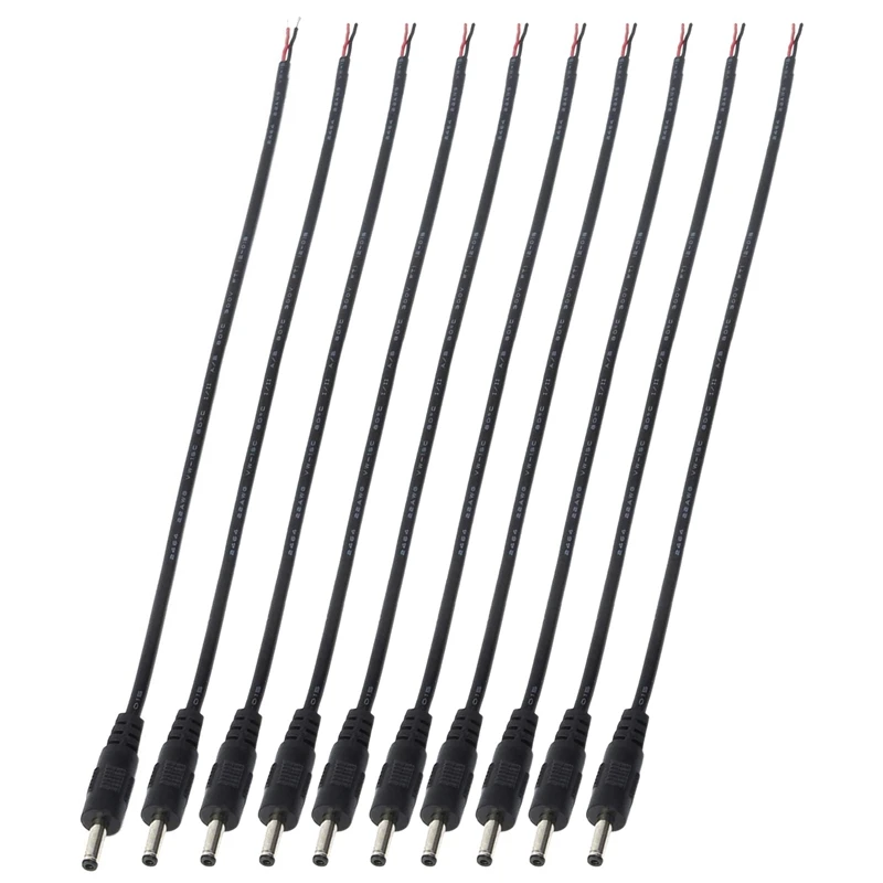 

10 Pack 3.5Mm X 1.35Mm DC Power Male Plug Jack To Bare Wire Open End Pigtail Power Cable Cord 3.5X1.35Mm For DC Power