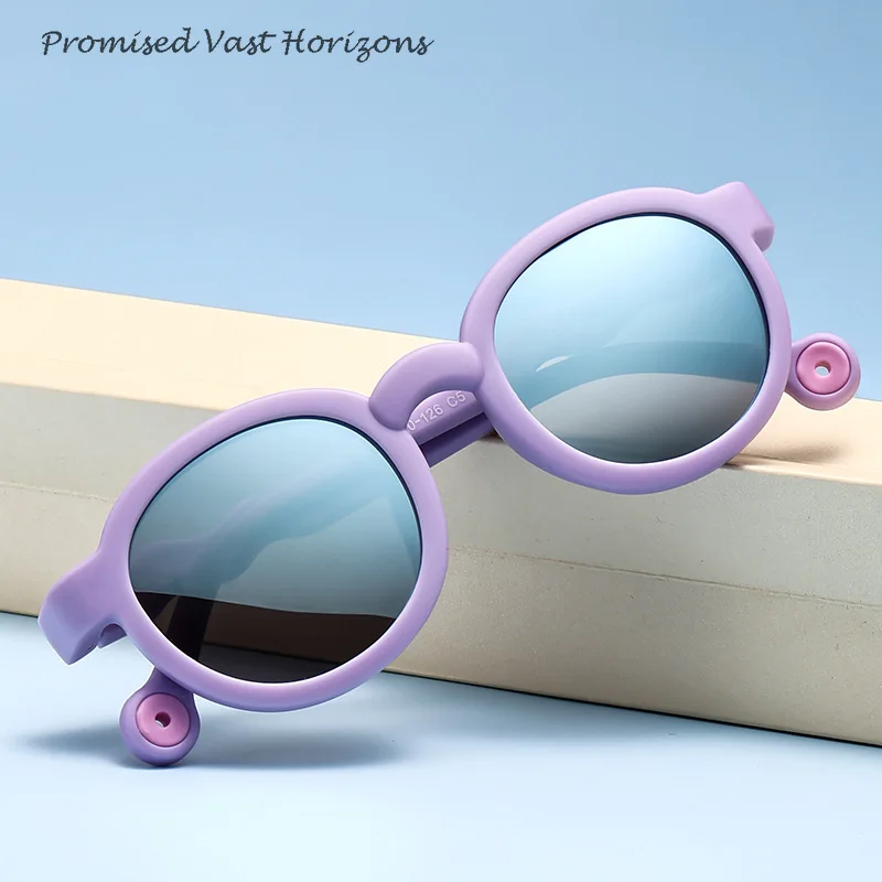 

New Round Frame Children's Silicone Sunglasses with UV Protection and High-end Feel, Outdoor Fashionable Sun Shading Glasses