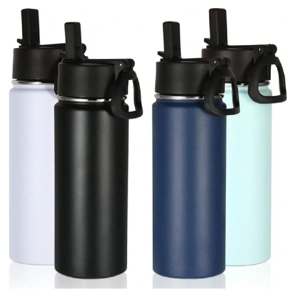 

Insulated Water Bottle Bulk 4 Pack, Stainless Steel Water Bottles With Straw Lid,Wide Mouth Reusable Metal Bottle,Double Wall V