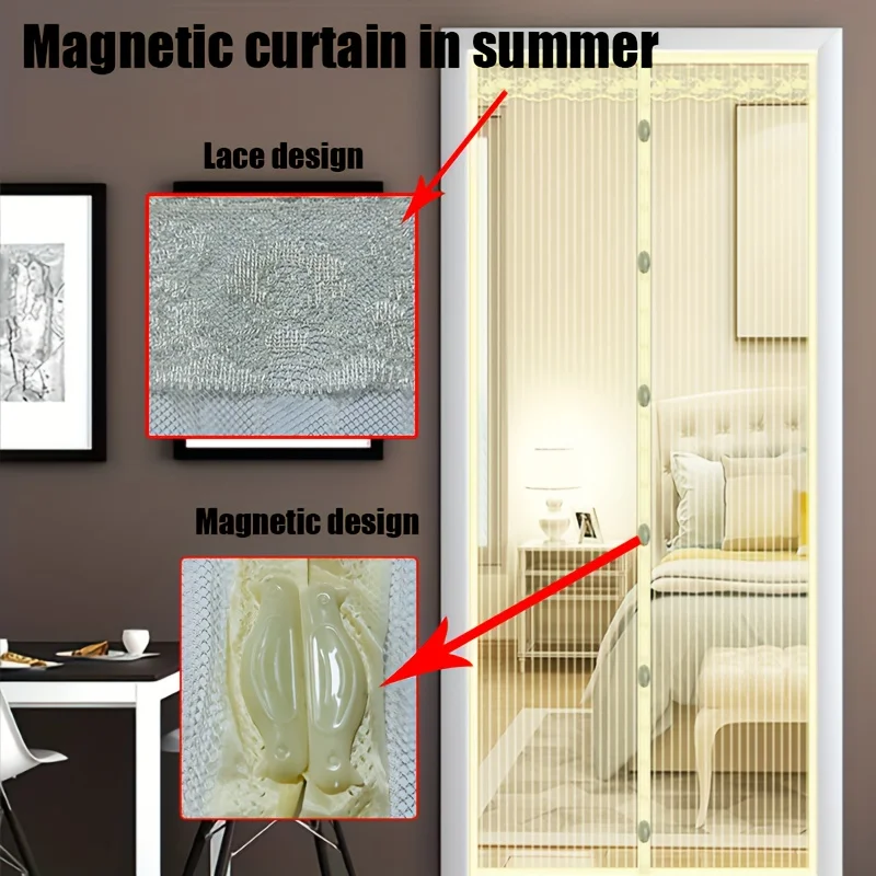 

Магнитная штора, которая не требует сверления и самоклеящаяся дверная штора, подходящая для лета.