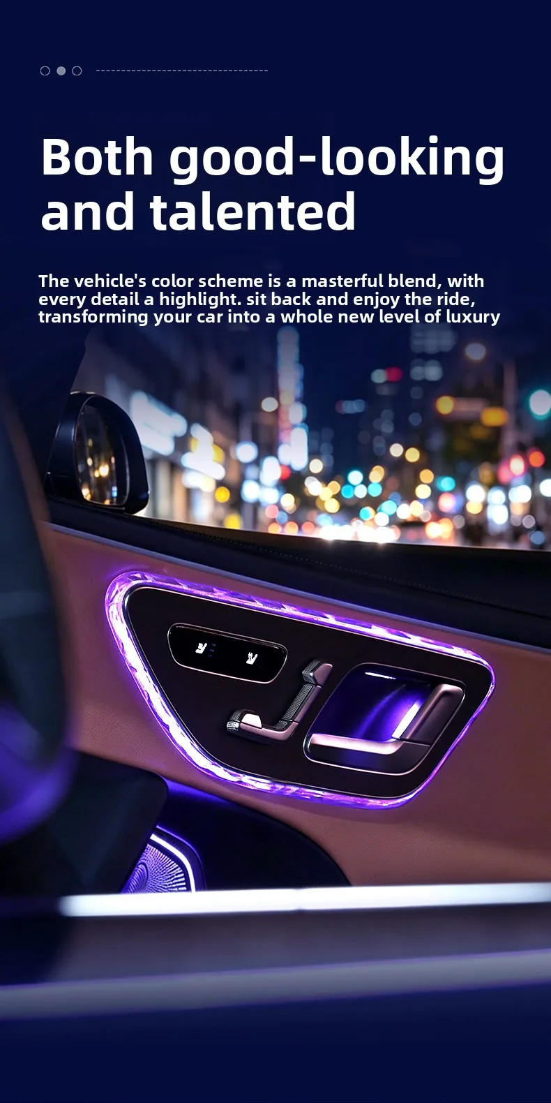 4 Stück RGB LED Kristall-Türgriffrahmen-Zierleisten für Mercedes-Benz C E GLC S Klasse W206 W214 X254 W223, Innenraum-Atmosphärenbeleuchtung – Detail 3