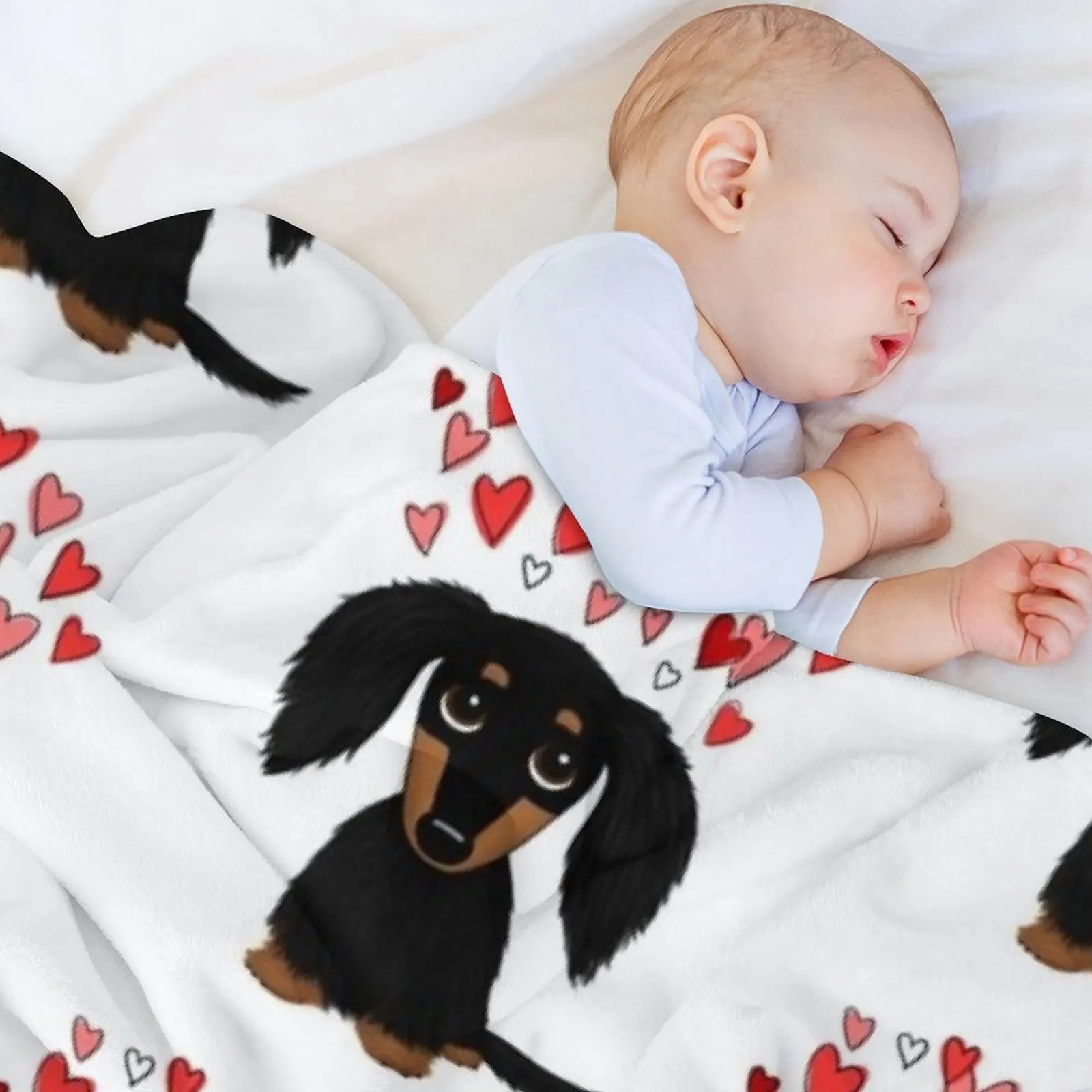 بطانية ألماني طويلة الشعر باللونين الأسود والأسمر مع بطانية رمي قطبية كبيرة تغطي السرير بطانيات عتيقة #5