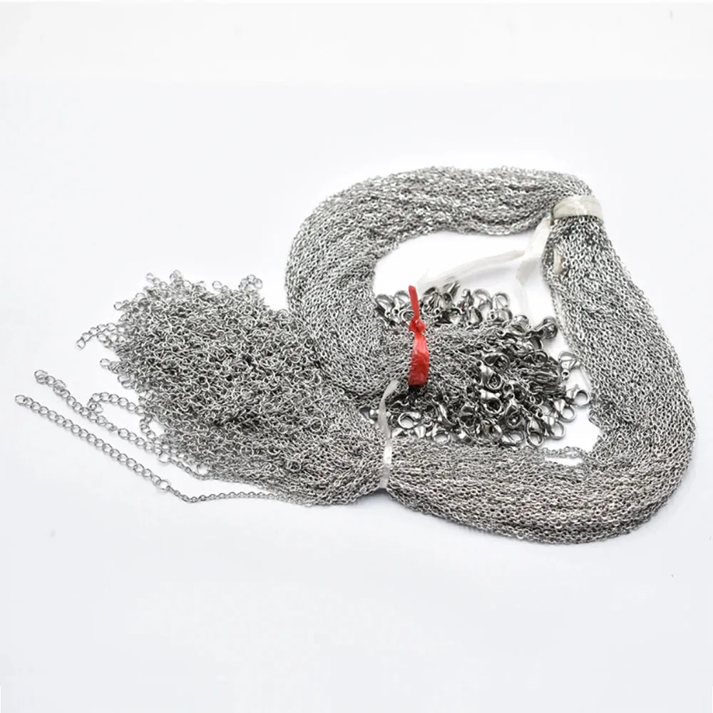 Großhandel 1,5mm 2mm 45+5cm 60+5cm Edelstahl Halskette Seilkette Karabinerverschluss DIY Schmuckzubehör 100 Stück/Lot kostenlos – Detail 7