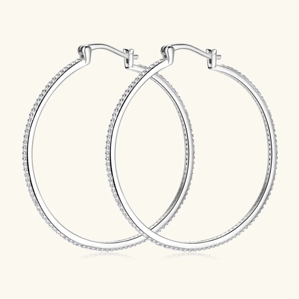 

M-JAJA Full Moissanite 30/40mm Hoop Earrings for Women Gold Plated S925 Sterling Silver Diamond Earrings Wedding Fine Jewelry