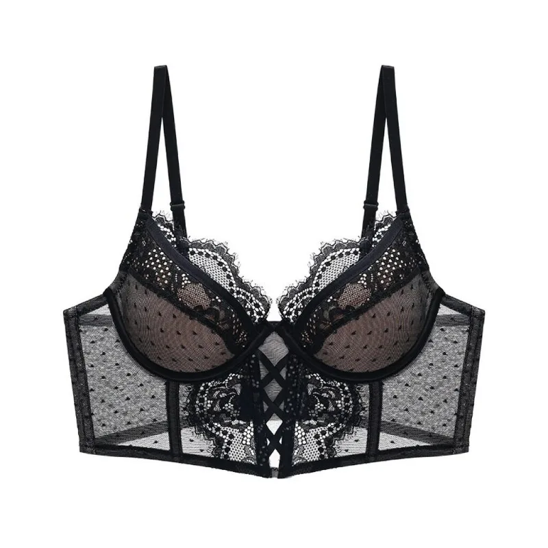 Everyday French Lace Bras for Women Small Bust Soft Underwire Bralette Plus Size Light Support Corset Style Thin