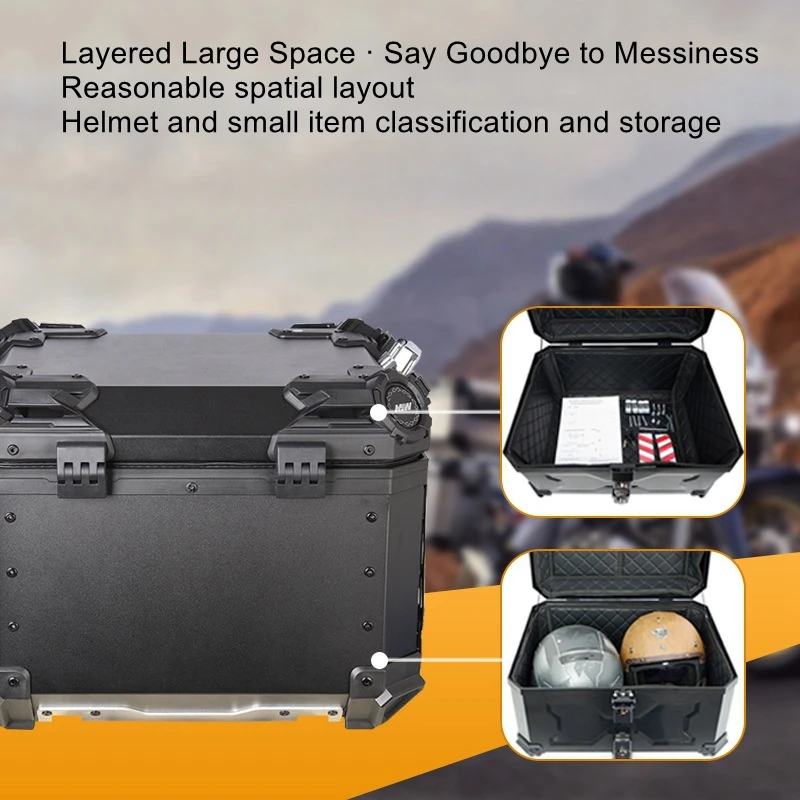 

45L 55L motorcycle trunk aluminum alloy trunk portable and quick detachable electric bike black large capacity rear trunk