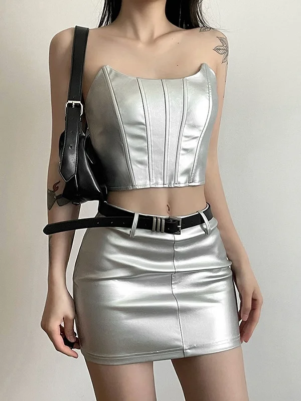 

Low Waist orts Women's Two-Piece Set Fibone Strapl Top Silver Wings Killer Sle Casual Sportswear Autumn 2026
