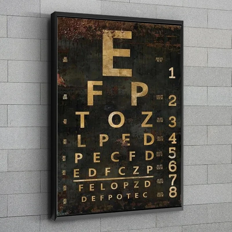 Vintage Vision Test Chart Canvas Painting Wall Painting Eye Test Picture Retro Eyesight Optometry Art Poster Print Home Decor