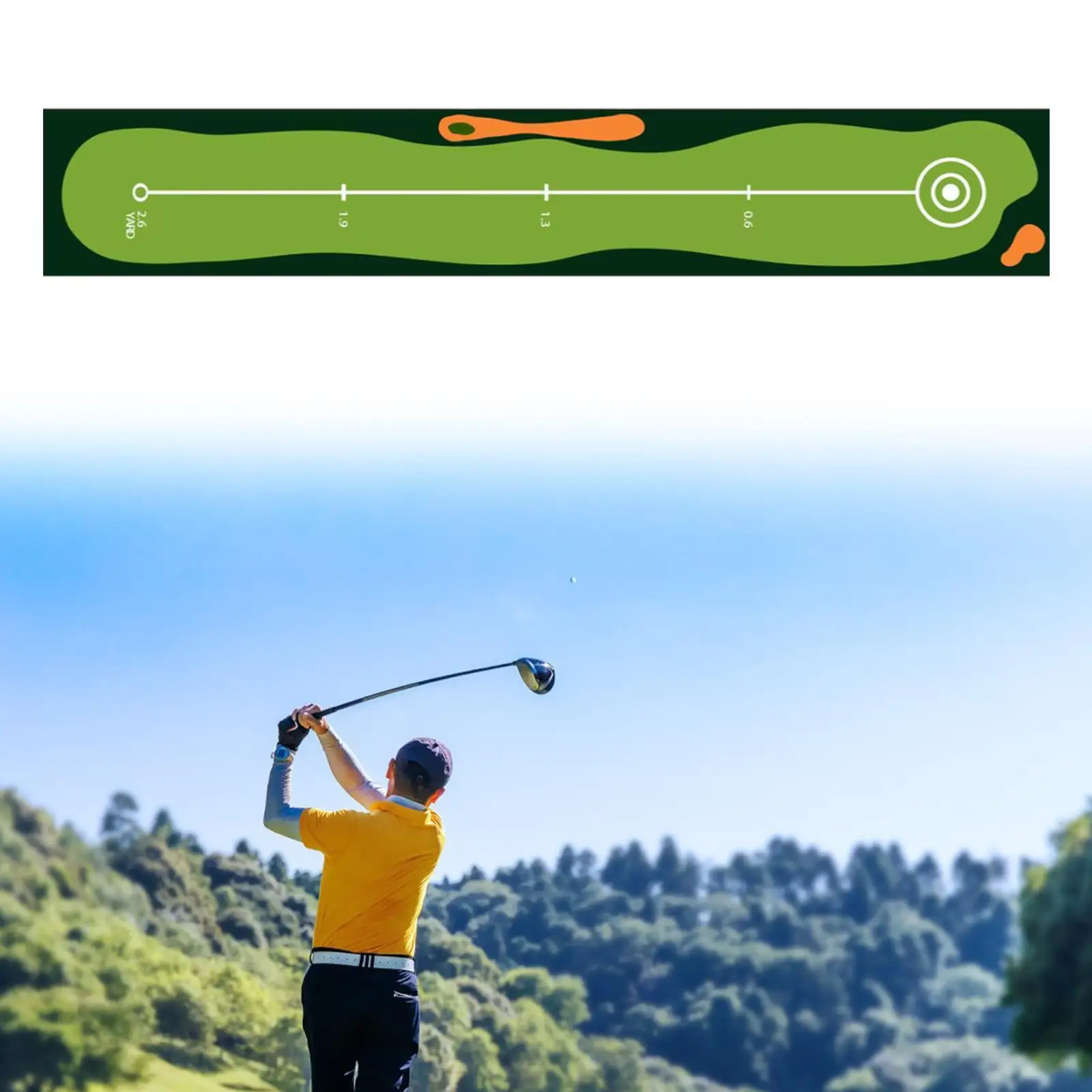 

Коврик для гольфа, тренировочное пособие для гольфа, тренажер для гольфа 3 м/10 футов для использования в помещении и на открытом воздухе, на заднем дворе, домашний офис, аксессуары для гольфа