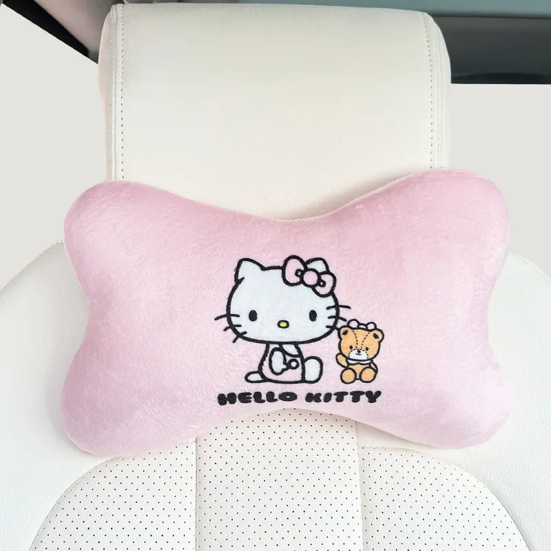 Kawaii Genuine Sanrio Car Headrest Pillow Hello Kitty Cartoon Car Neck Pillow Four Seasons Universal Cute Accessories Gift