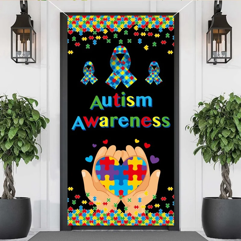 قماش خلفية للتصوير الفوتوغرافي ، لافتة يوم التوحد العالمي ، لغز الخلفية ، إعداد المشهد ، سهل الاستخدام ، 90 × 180 سم