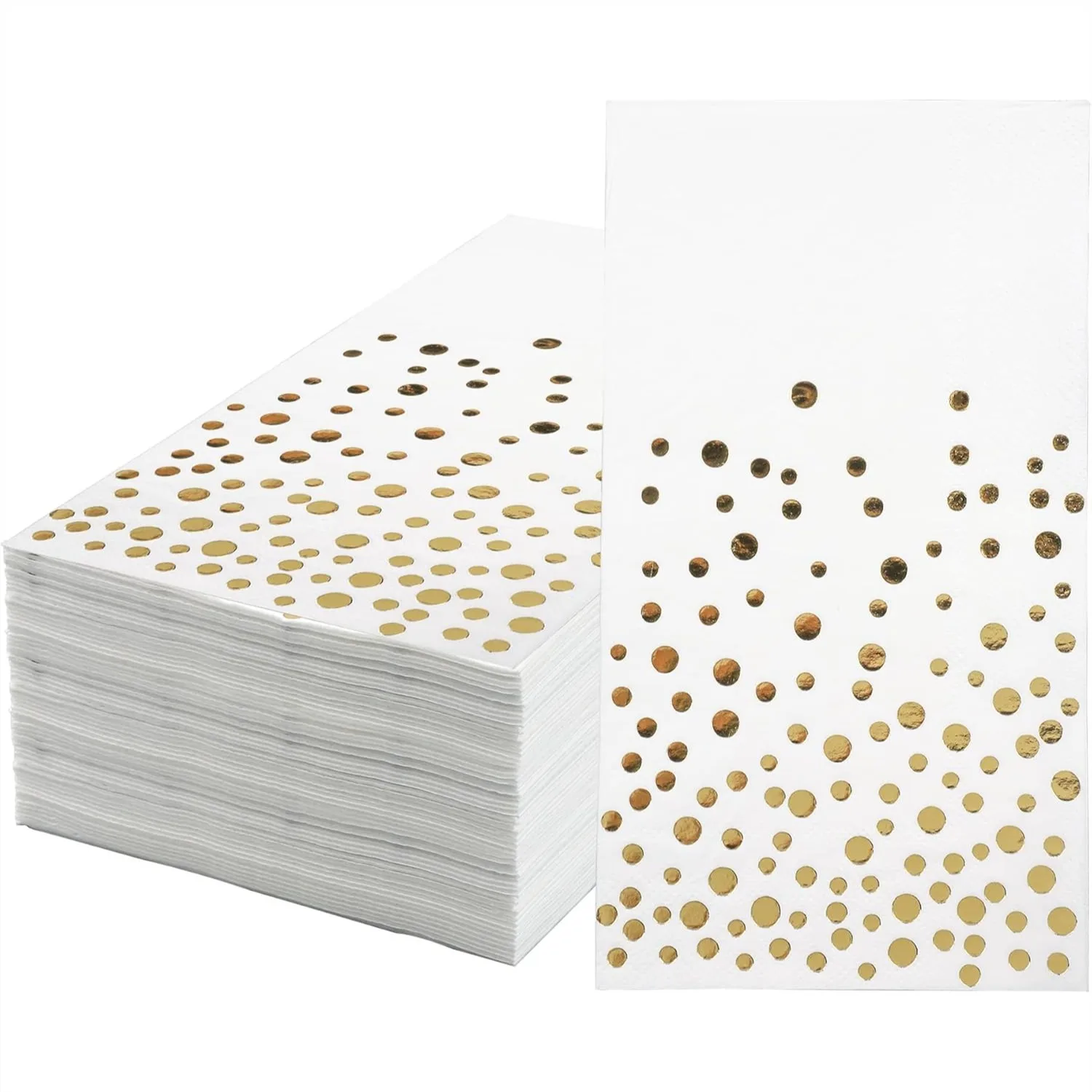 

120 Gold Foil Guest Napkins White and Gold Polka Dots Disposable Hand Towels for Wedding Baby Shower Party Supplies