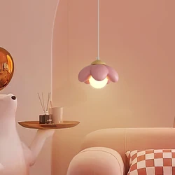 Pink Petal Pendant Lamps LED Girl Room Decor Bedside Lamp Personality Creative Princess Room Children's Bedroom Suspension Light