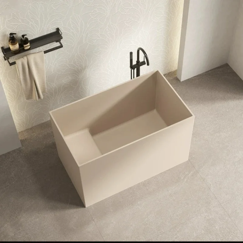 Artificial stone bathtub Japanese square integrated deep bubble sitting small apartment hotel household bathtub